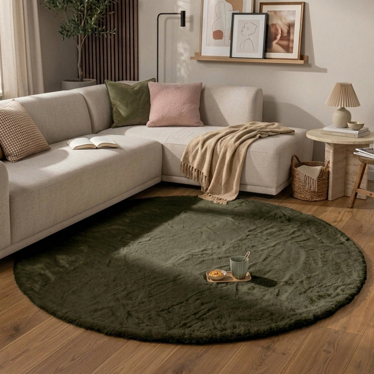 Rond Hoogpolig vloerkleed - Comfy Supreme Groen