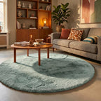 Rond Hoogpolig vloerkleed - Comfy Supreme Blauw/Groen