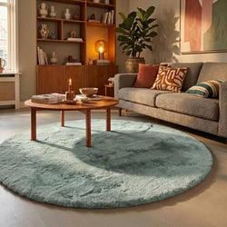 Rond Hoogpolig vloerkleed - Comfy Supreme Blauw/Groen