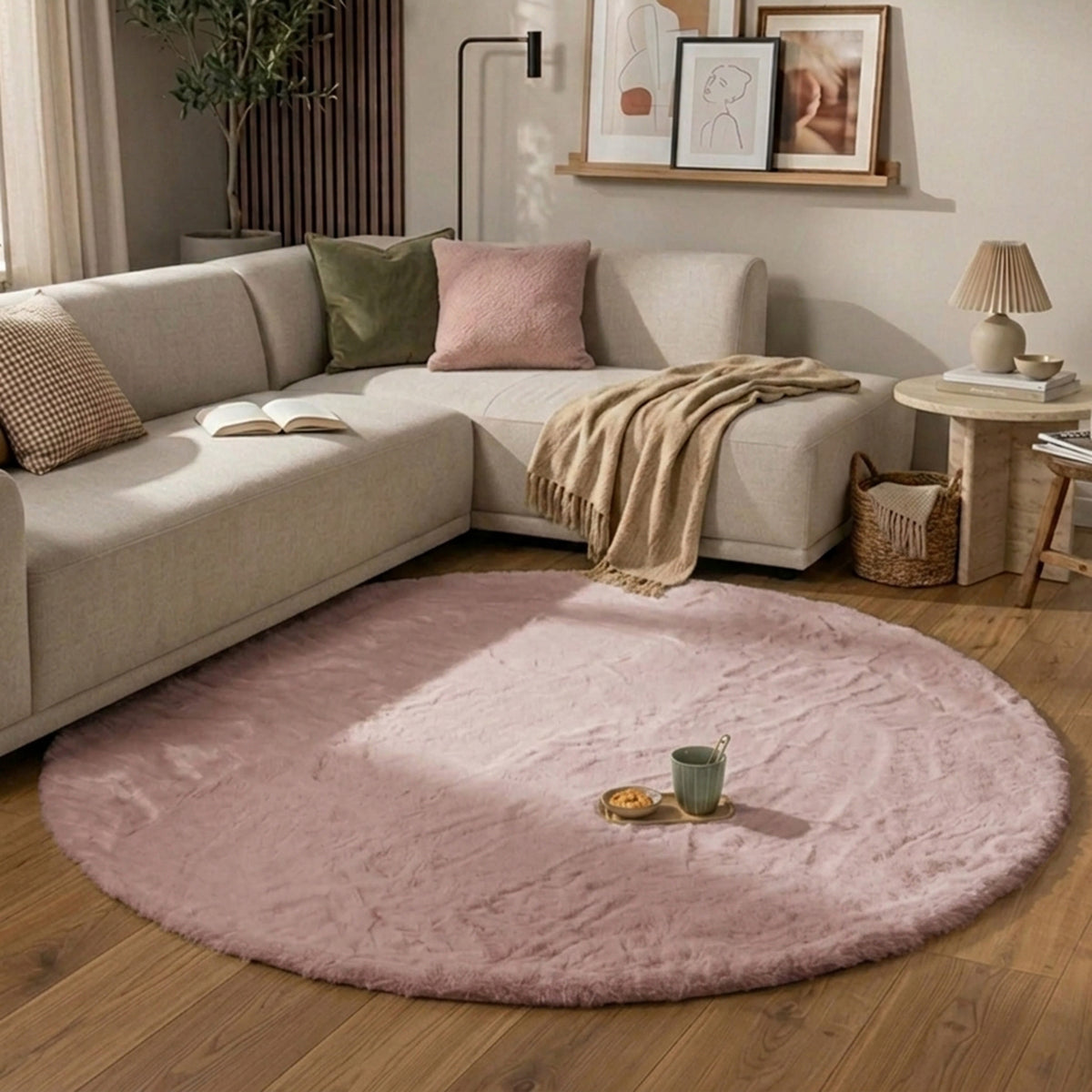Rond Hoogpolig vloerkleed - Comfy Supreme Roze