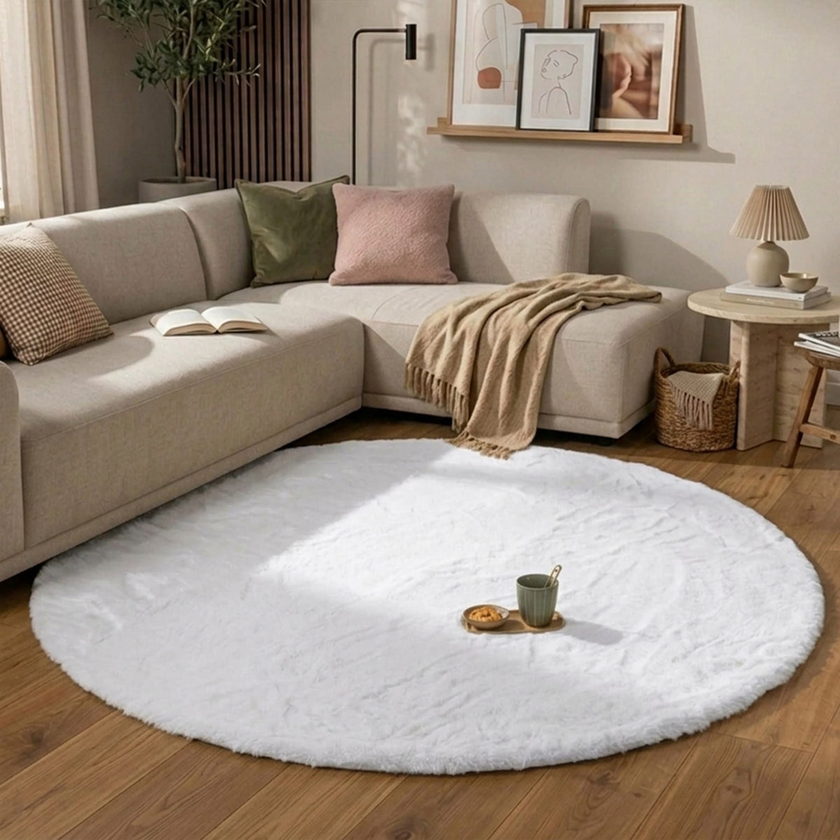 Rond Hoogpolig vloerkleed - Comfy Supreme Wit