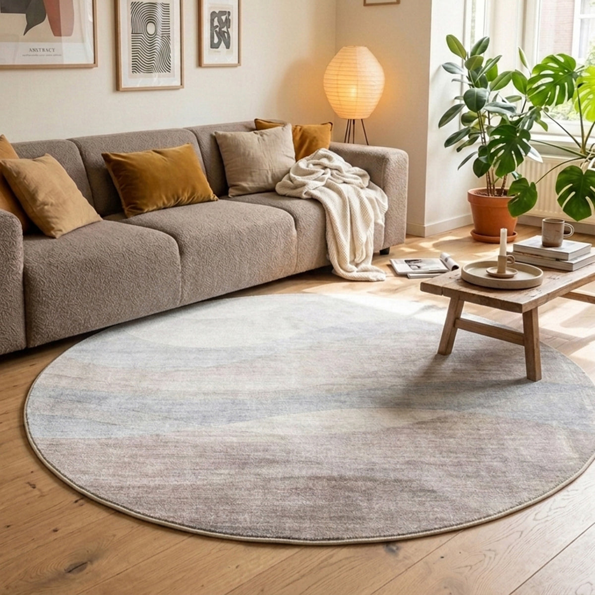 Tapis rond moderne - Field Taupe