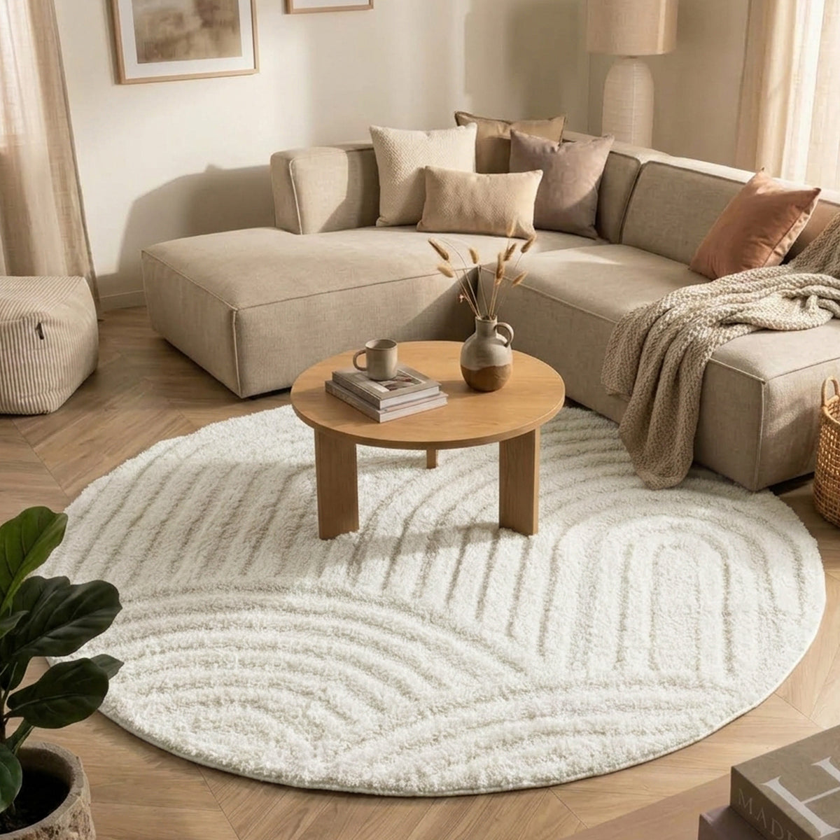 Rond Scandinavisch vloerkleed - Lova Arches Creme