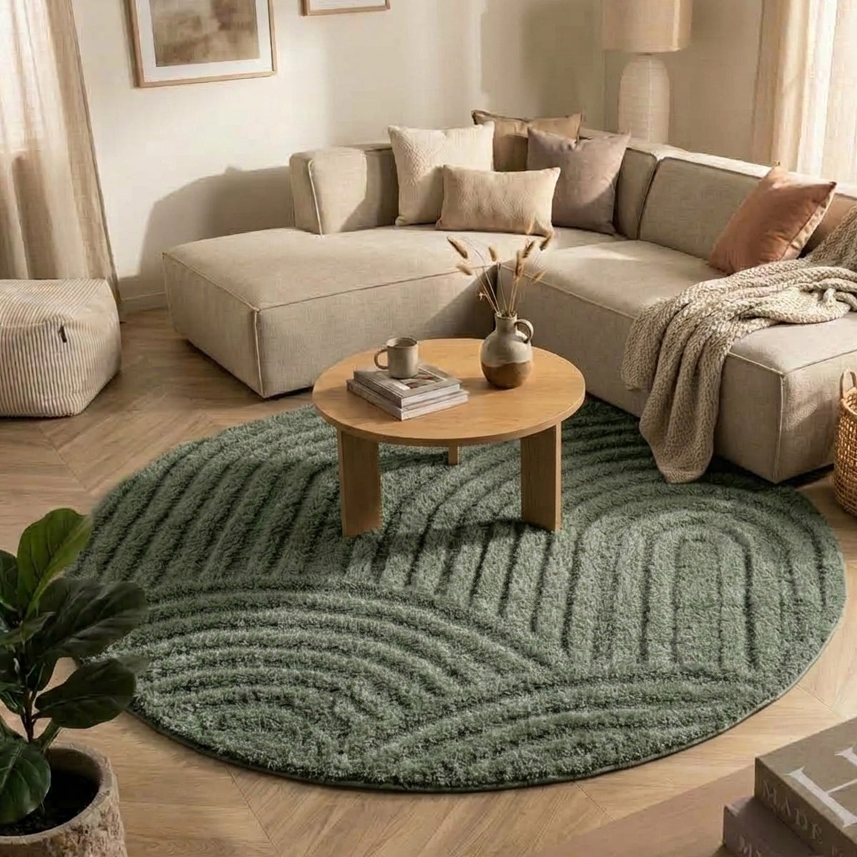 Rond Scandinavisch vloerkleed - Lova Arches Groen