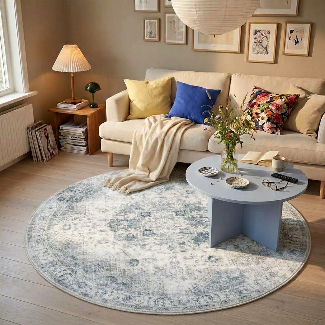 Rond Vintage vloerkleed - Lago Grijs