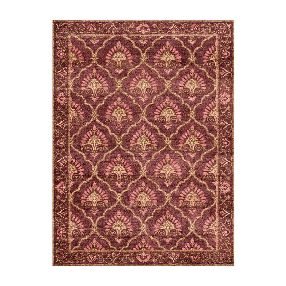 Vintage vloerkleed - Sage Grid Rood