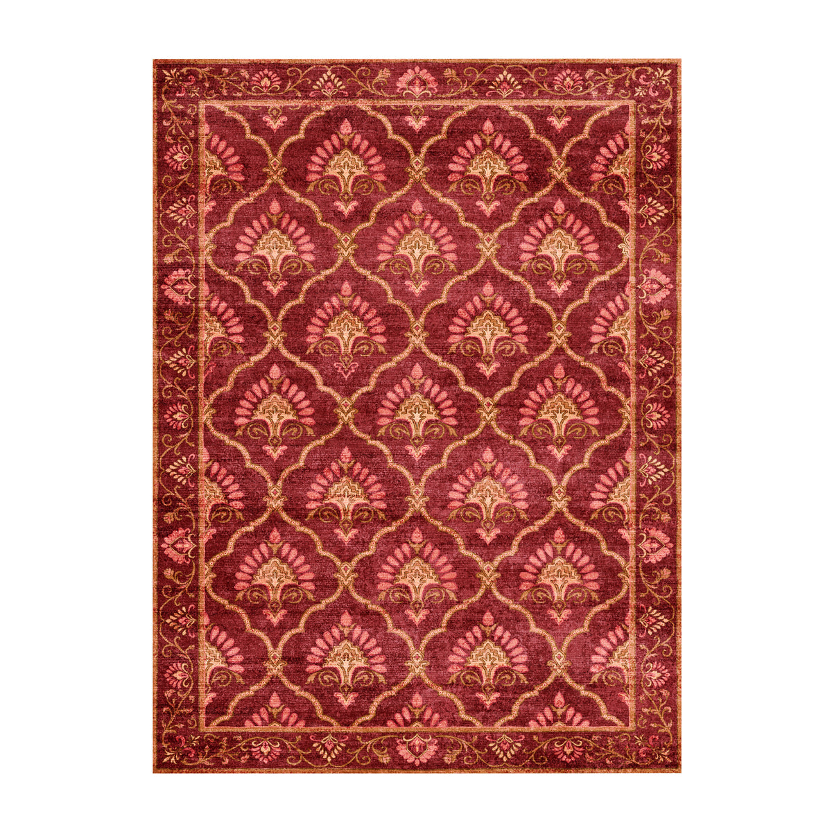 Vintage vloerkleed - Sage Grid Rood
