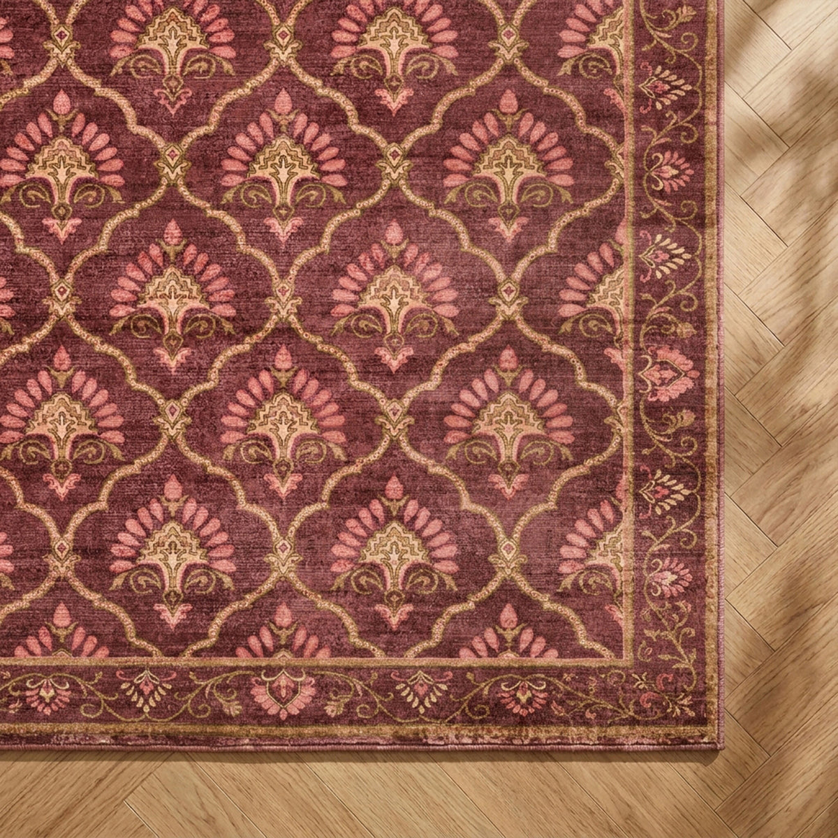 Vintage vloerkleed - Sage Grid Rood