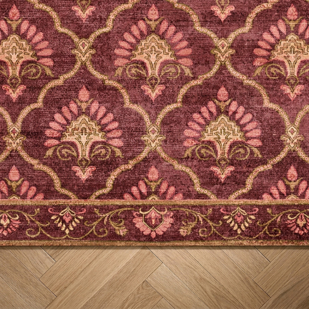Vintage vloerkleed - Sage Grid Rood