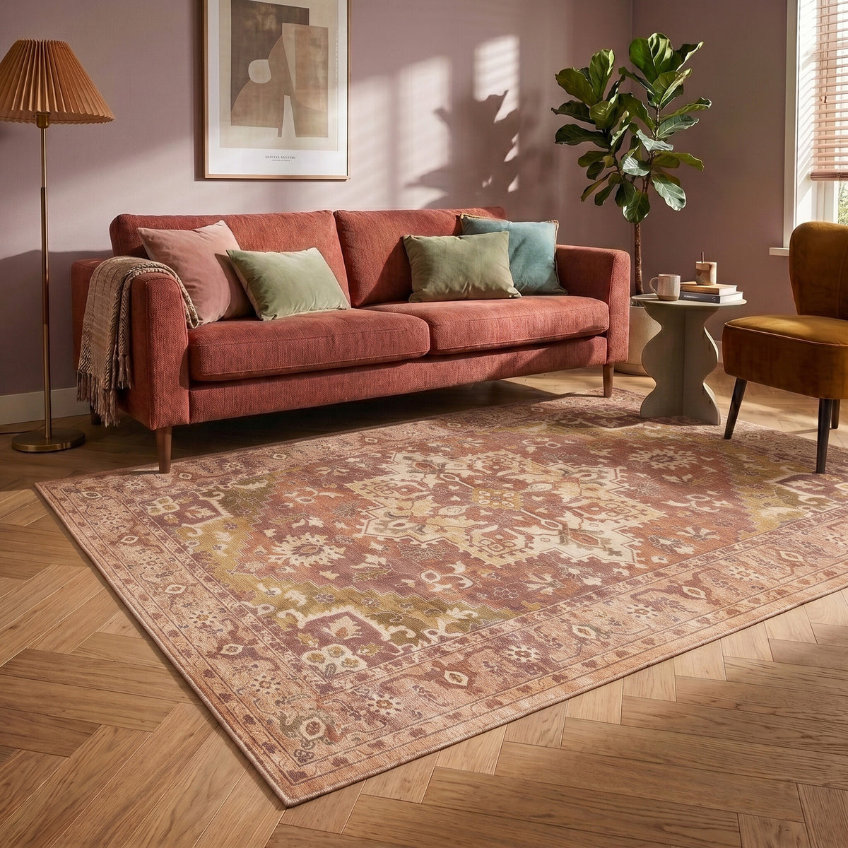 Vintage vloerkleed - Sage Medallion Terracotta