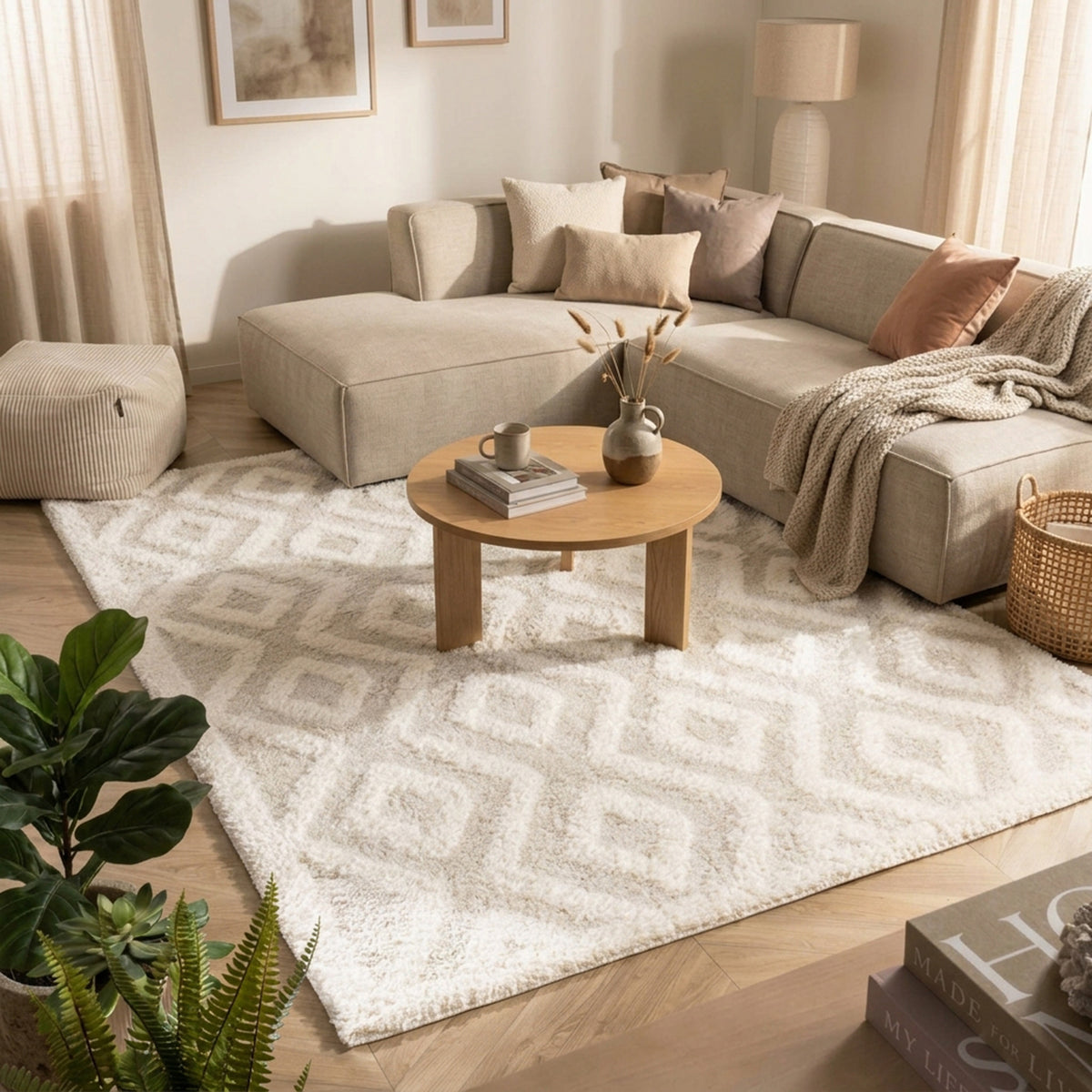 Scandinavisch vloerkleed - Lova Diamond Crème