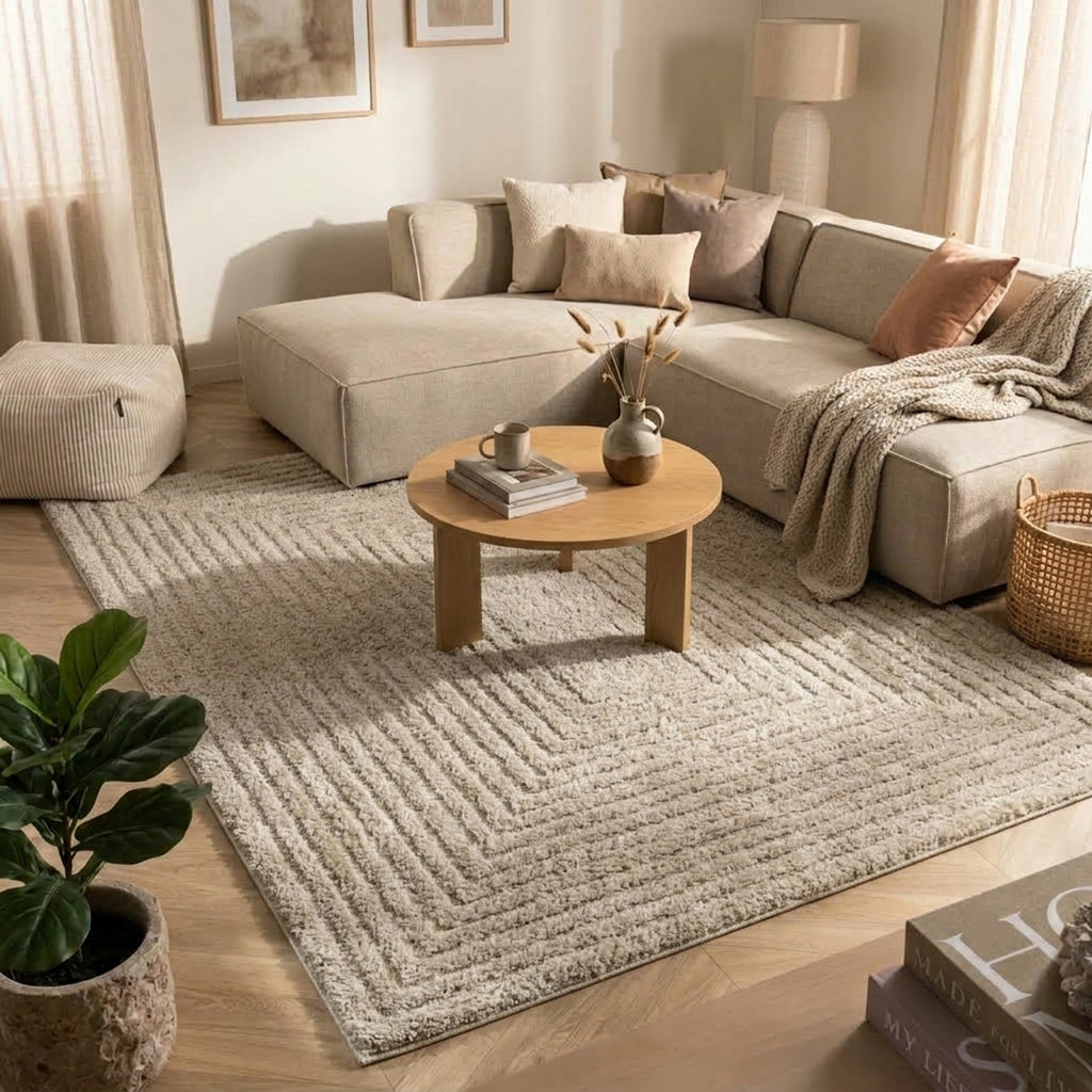 Scandinavisch vloerkleed - Lova Frames Beige
