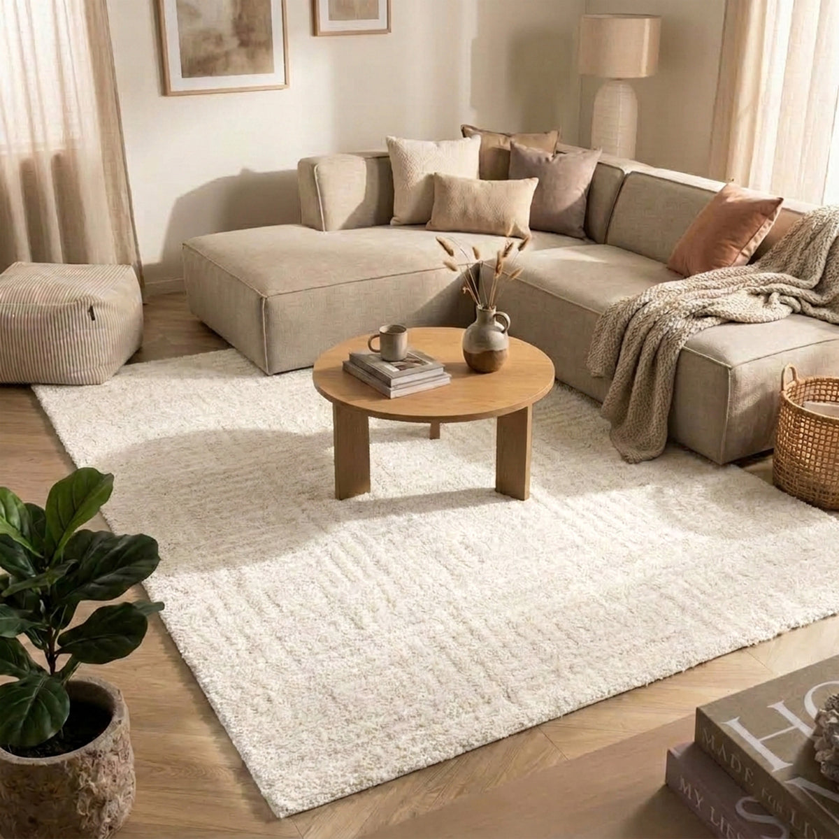 Scandinavisch vloerkleed - Lova Maze Crème