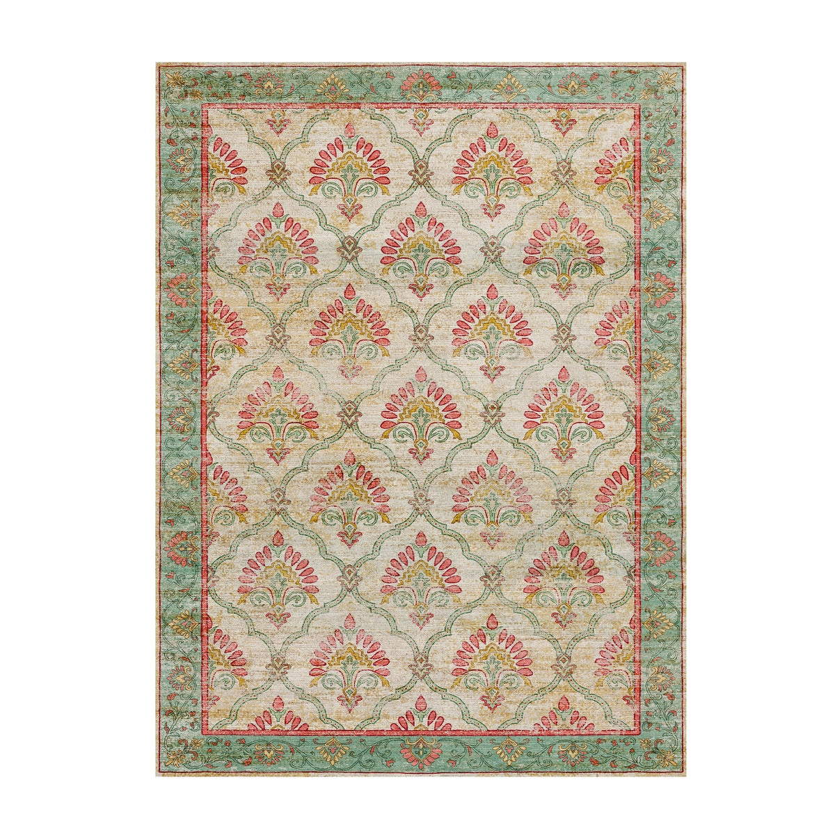 Vintage vloerkleed - Sage Grid Groen