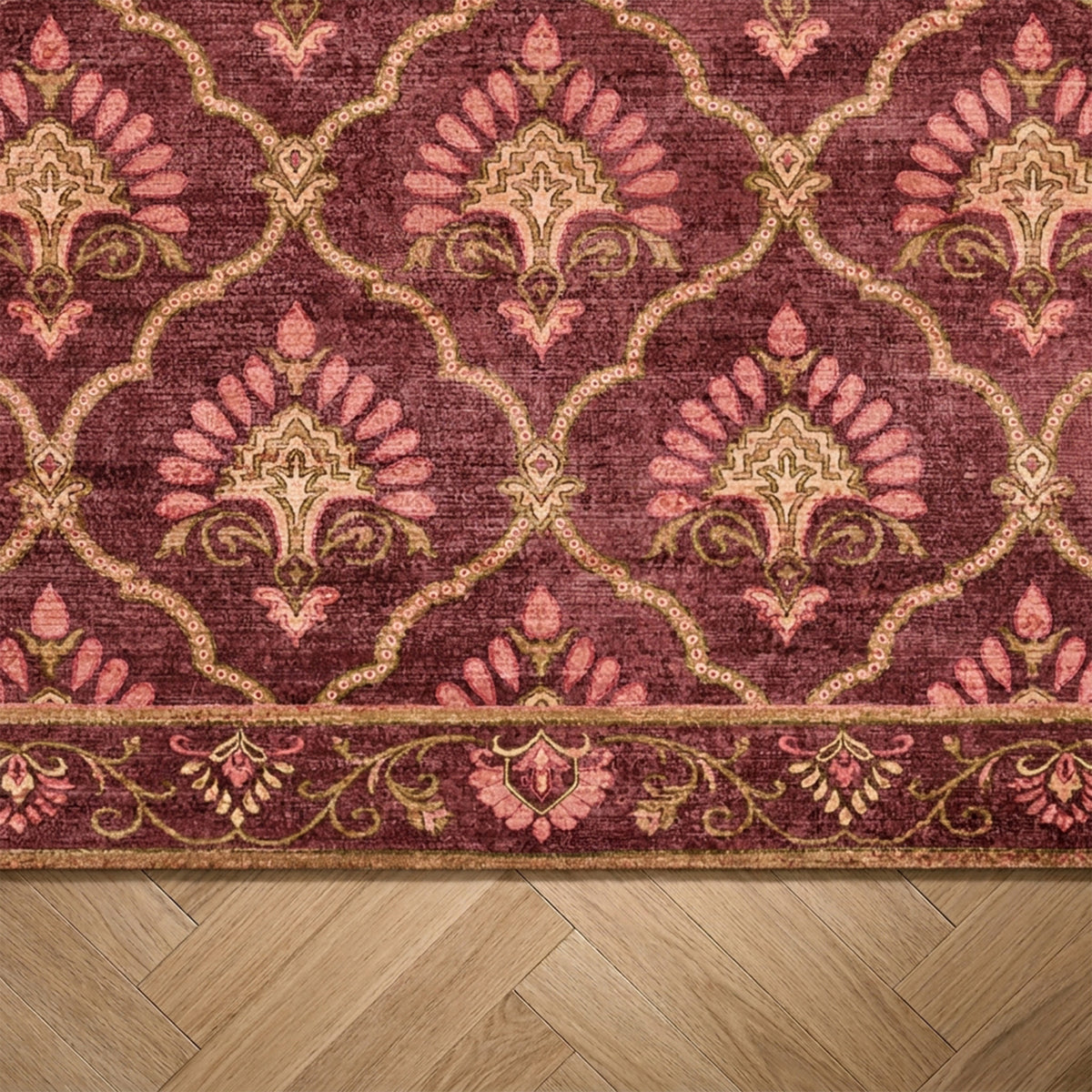 Vintage rug - Sage Grid Red