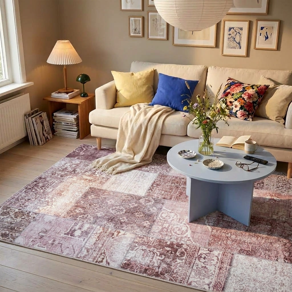 Patchwork vloerkleed - Lago Rood/Roze