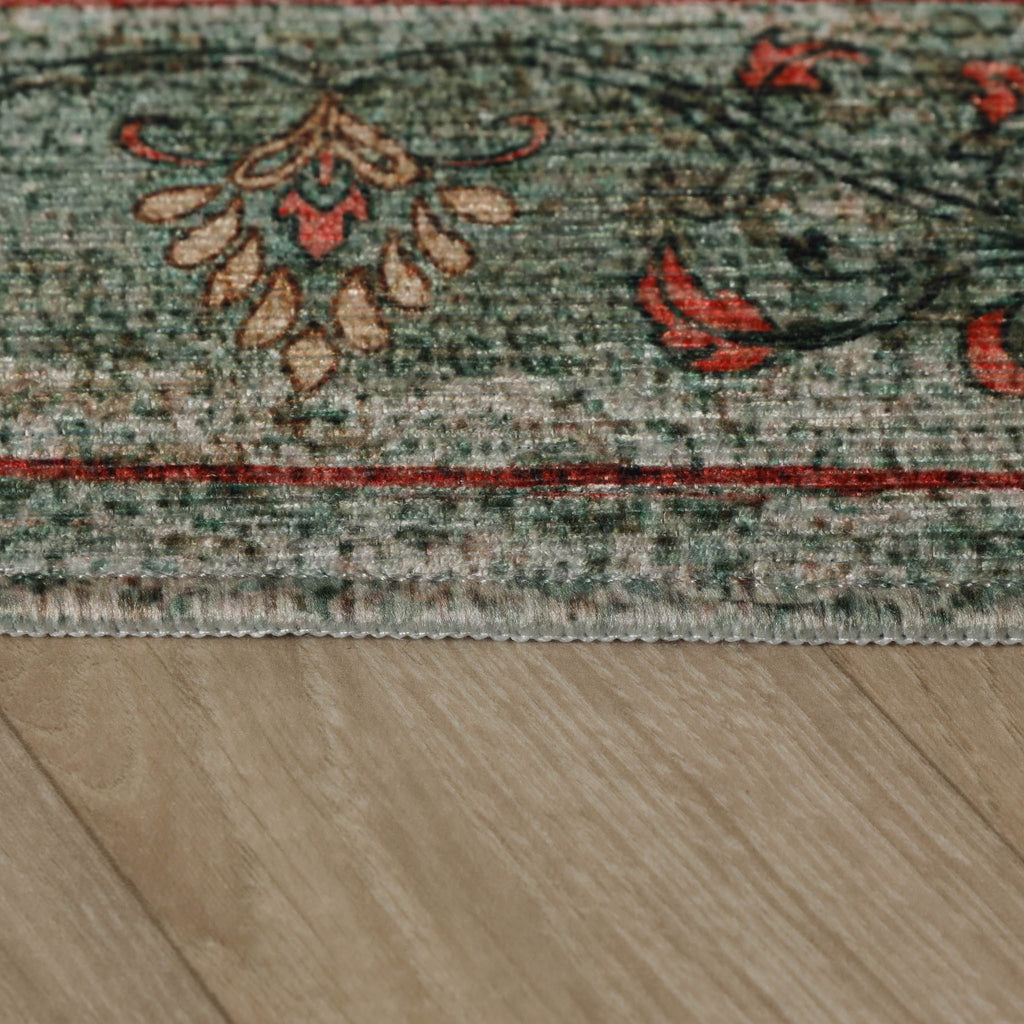 Vintage vloerkleed - Sage Grid Groen