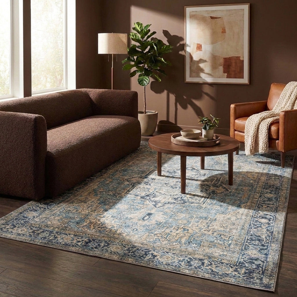 Tapis vintage - Lugan Bleu Clair