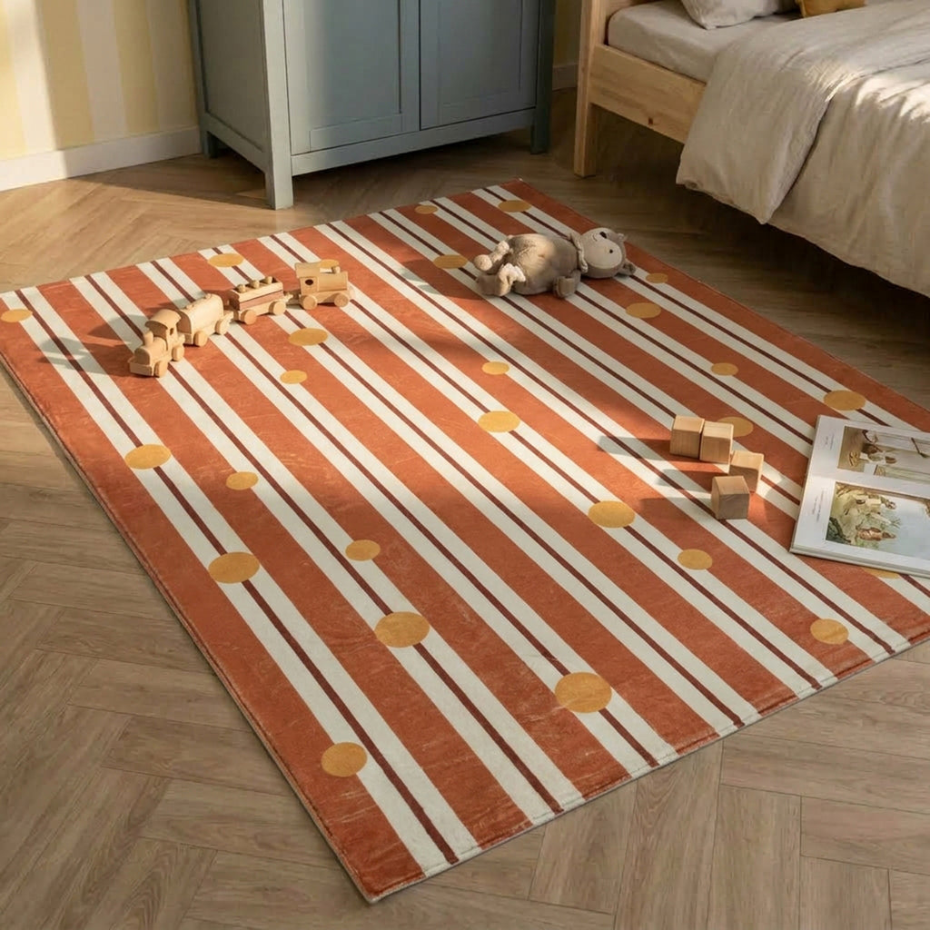 Wasbaar kindervloerkleed - Billy Dots Terracotta