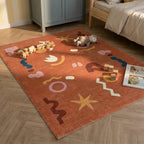 Wasbaar kindervloerkleed - Billy Shapes Terracotta