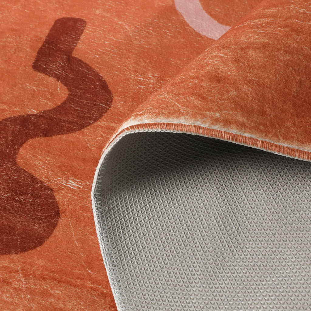 Wasbaar kindervloerkleed - Billy Shapes Terracotta