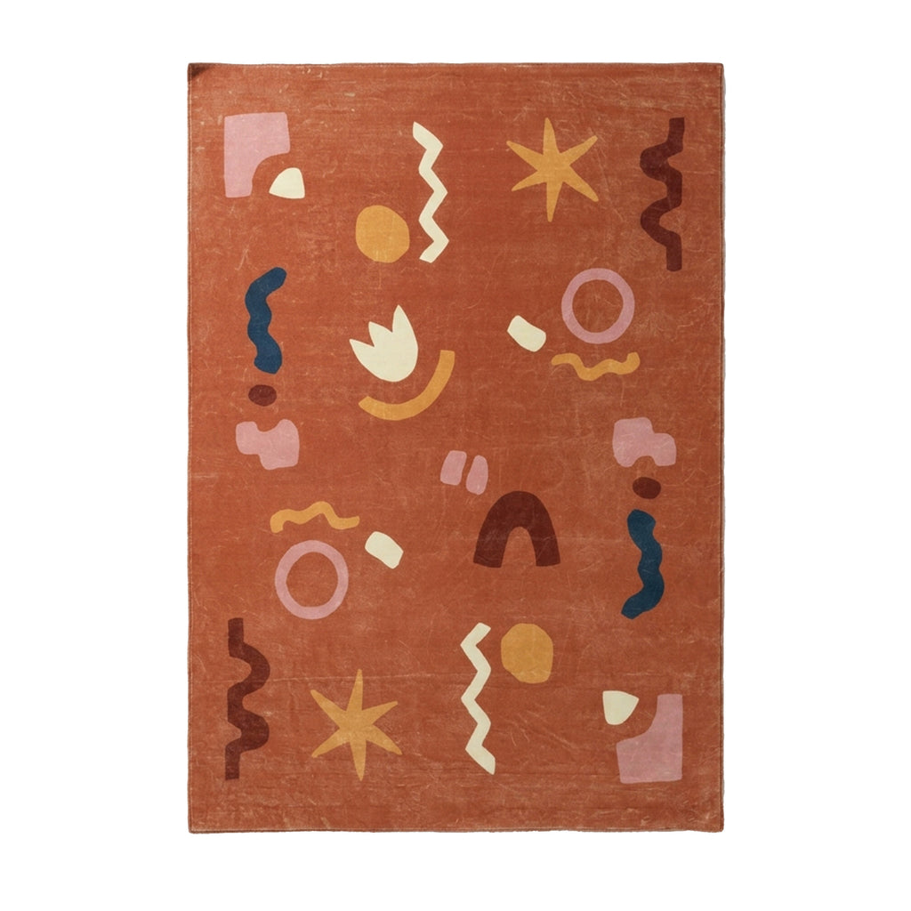 Wasbaar kindervloerkleed - Billy Shapes Terracotta