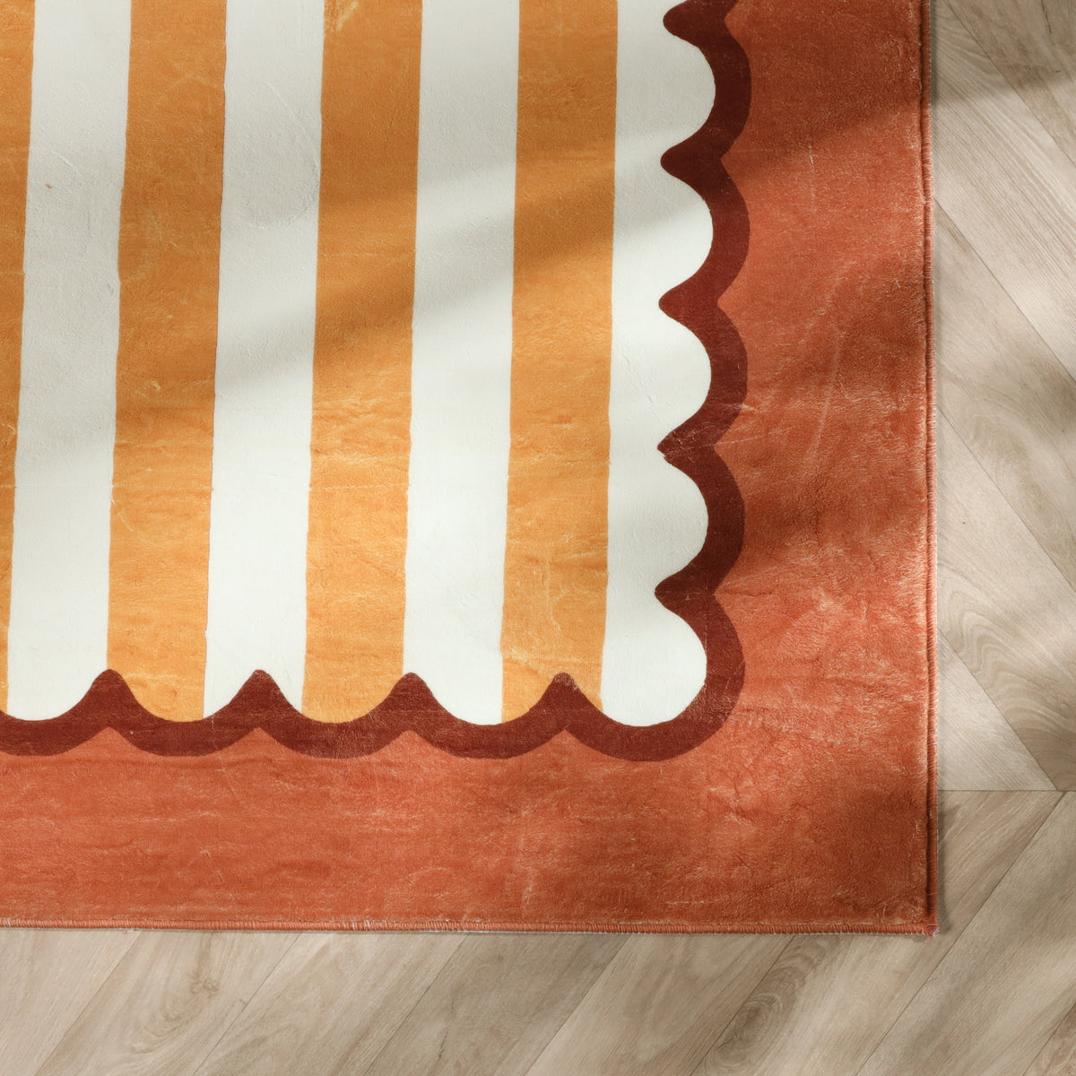 Wasbaar kindervloerkleed - Billy Stripes Terracotta