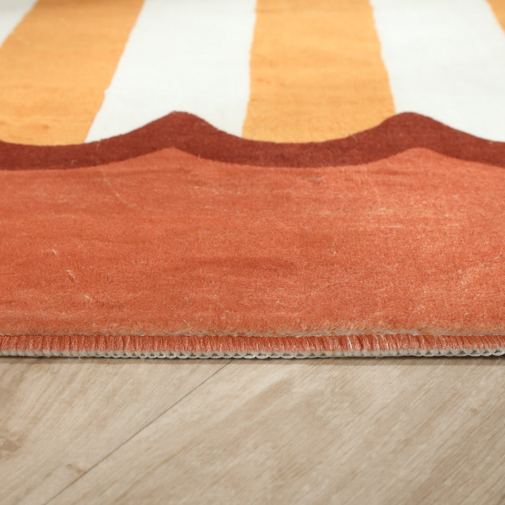 Wasbaar kindervloerkleed - Billy Stripes Terracotta