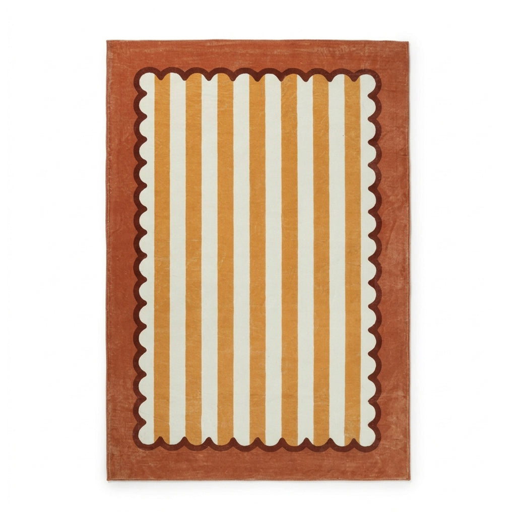 Wasbaar kindervloerkleed - Billy Stripes Terracotta