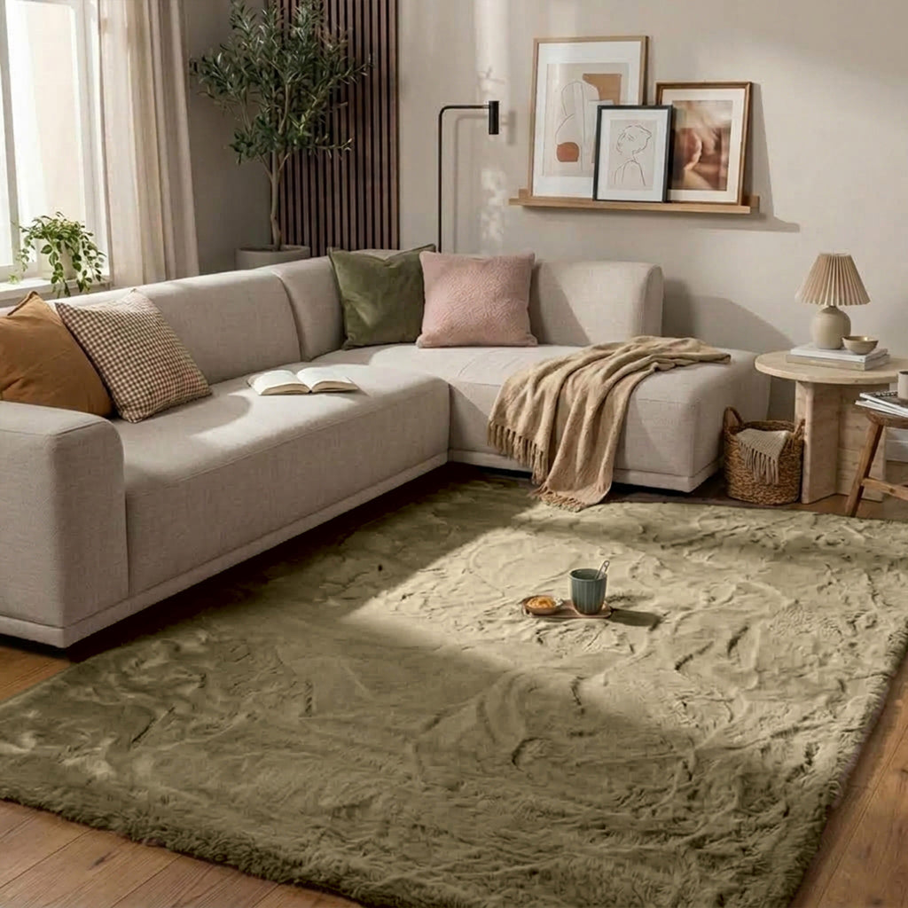 Soft High Pile Rug - Comfy Supreme Olive Green