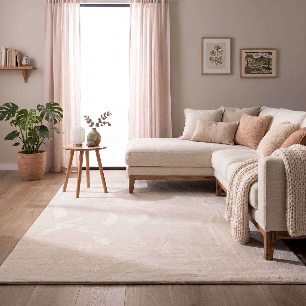 Zacht laagpolig vloerkleed - Cozy Creme