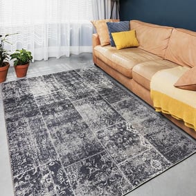 Vintage vloerkleed - Patchwork Donkergrijs 