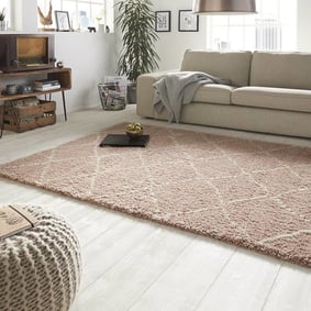 Hoogpolig vloerkleed - Allure Stripe Roze/Creme