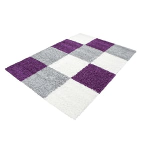 Hoogpolig vloerkleed - Cube Paars - sfeer