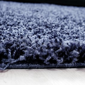 Rond Hoogpolig vloerkleed - Life Blauw - sfeer