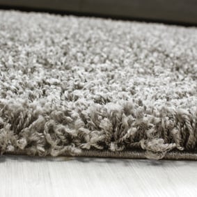 Rond Hoogpolig vloerkleed - Life Taupe - sfeer