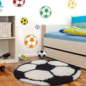 Rond Hoogpolig vloerkleed - Fun Zwart