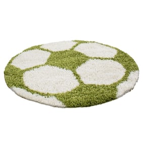 Rond Hoogpolig vloerkleed - Fun Groen - sfeer