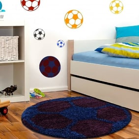 Rond Hoogpolig vloerkleed - Fun Blauw