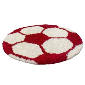 Rond Hoogpolig vloerkleed - Fun Rood - product