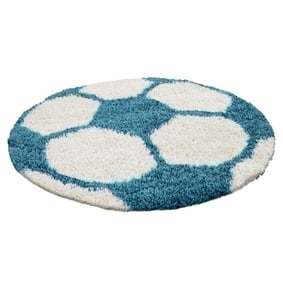 Rond Hoogpolig vloerkleed - Fun Turquoise - product