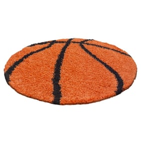 Rond Hoogpolig vloerkleed - Fun Oranje - sfeer