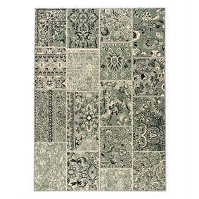 Vintage vloerkleed - Wonder Patchwork Groen/Zwart - sfeer