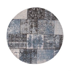 Rond patchwork vloerkleed - Dreams Grijs/Blauw - sfeer