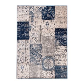 Patchwork vloerkleed - Deep Blauw - product