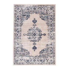 Vintage vloerkleed -  Deep Medaillon Wit/Blauw - sfeer