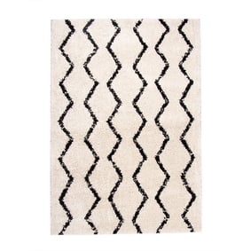 Hoogpolig vloerkleed - Grand Moves Creme/Zwart - sfeer