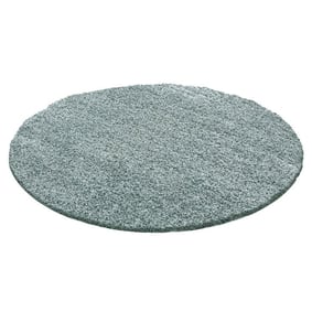 Rond Hoogpolig vloerkleed - Solid Blauw/Groen - product