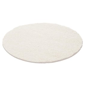 Rond Hoogpolig vloerkleed - Solid Wit - sfeer