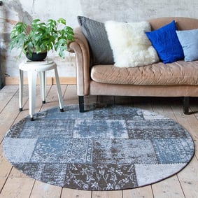 Rond patchwork vloerkleed - Dreams Grijs/Blauw